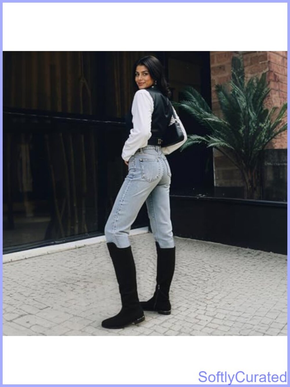 Rounded Toe Flat Stretchy Knee High Boots Side Zipper PU Leather - Picture 2 of 6